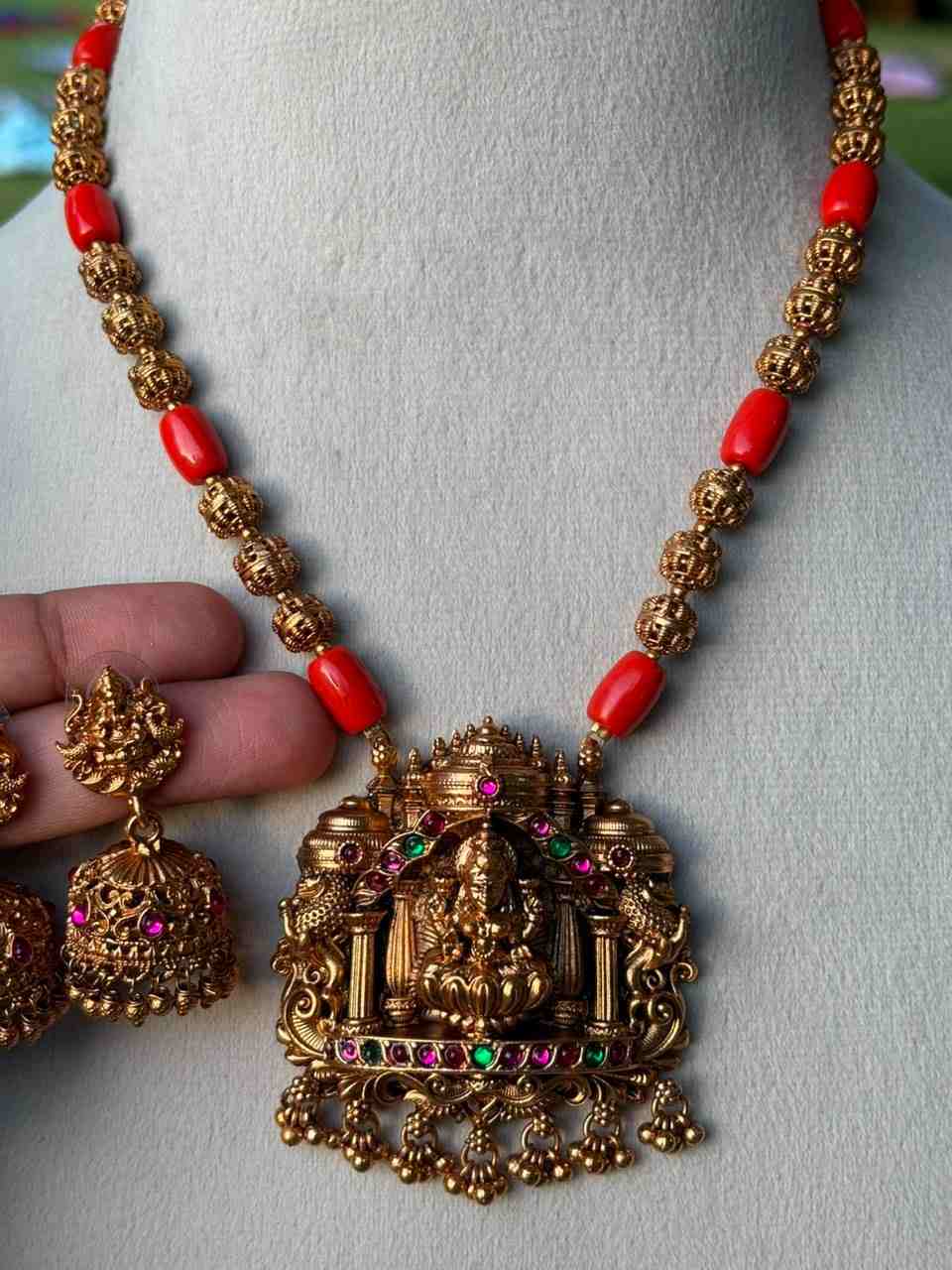 H0012 Chettinad coral Lakshmi Middle Length Haram