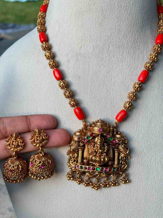 H0012 Chettinad coral Lakshmi Middle Length Haram