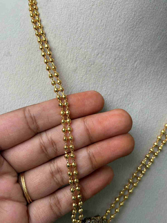 H0001 AD Stone Emerald Flower pendant ball chain
