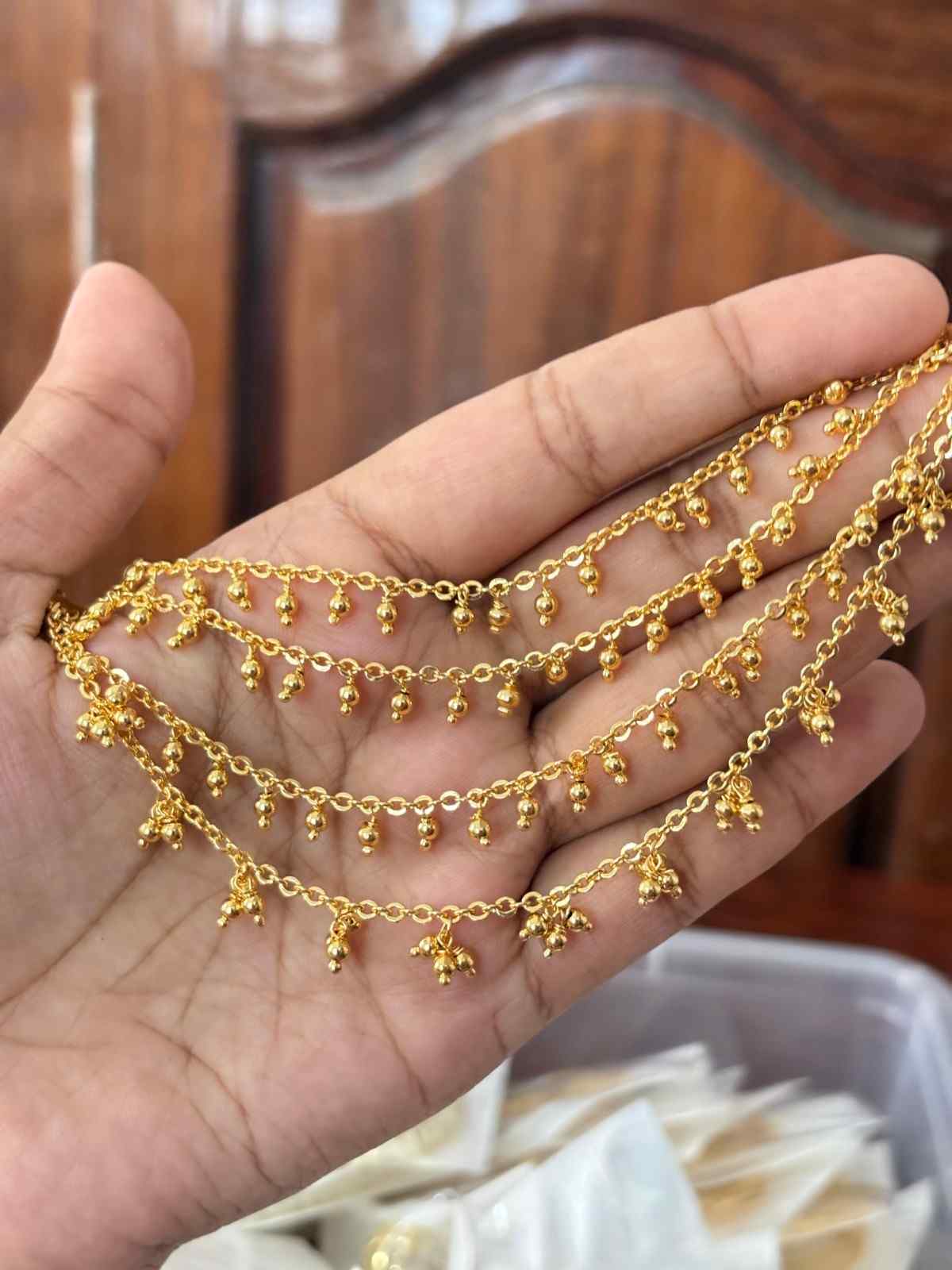EC026 Premium 4 layer Gold Bead Ear chain