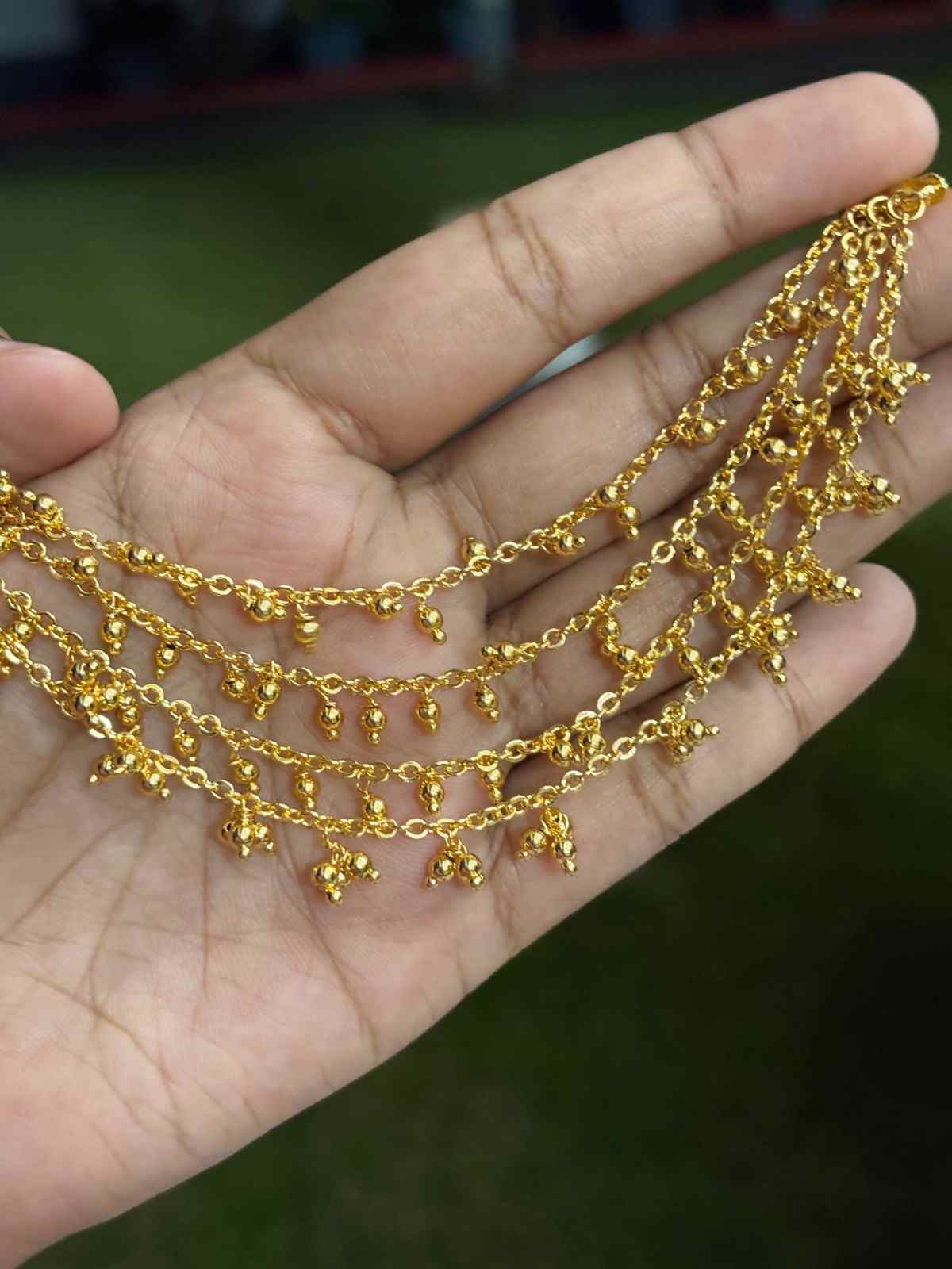 EC026 Premium 4 layer Gold Bead Ear chain