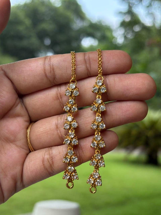 EC014 Floral Straight white Stone Ear chain