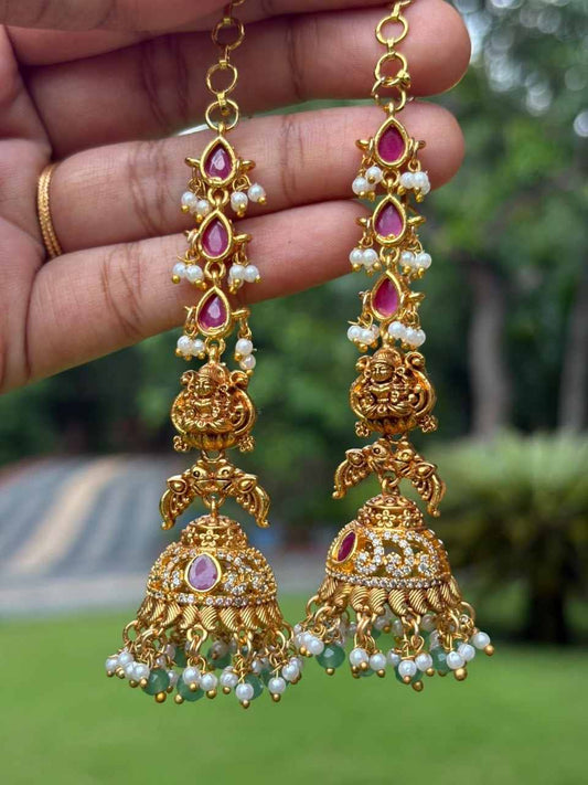 J0065 Lakshmi Jhumka with attached Mattal