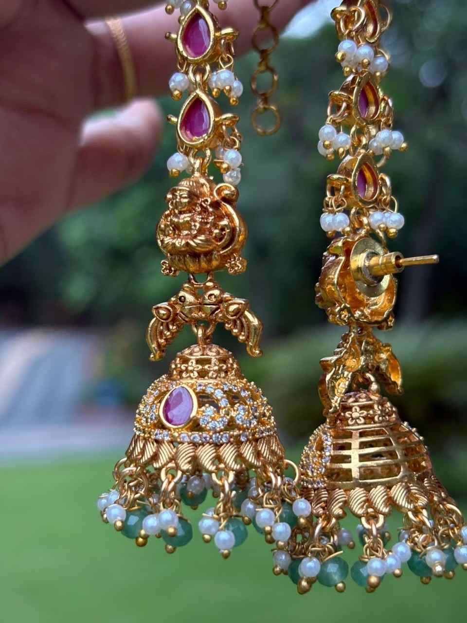 J0065 Lakshmi Jhumka with attached Mattal