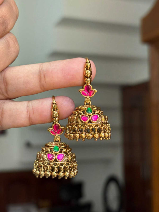 J007 Hoop Jhumka Jadau Kundan