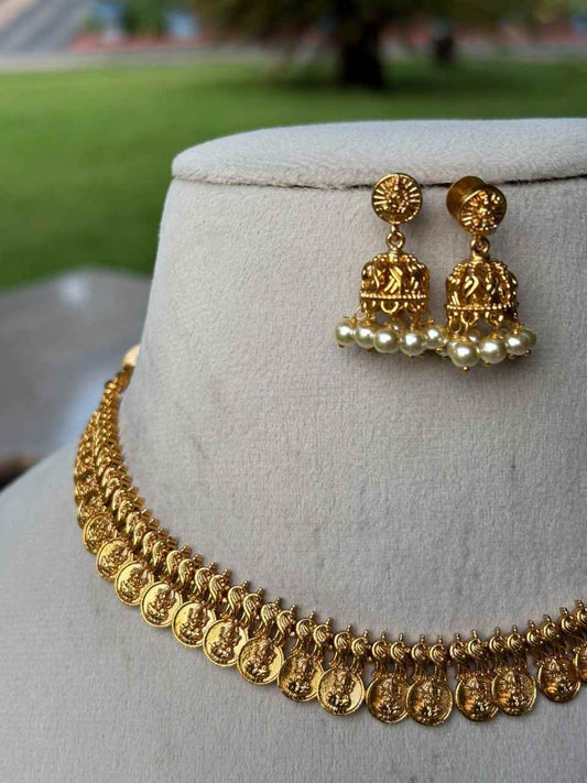 Premium Look Coin Necklace with jhumka  N0208-I30