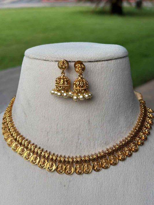 Premium Look Coin Necklace with jhumka  N0208-I30