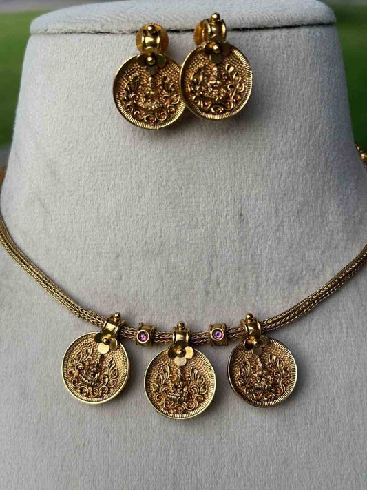 N0029 Antique Lakshmi Coin Necklace