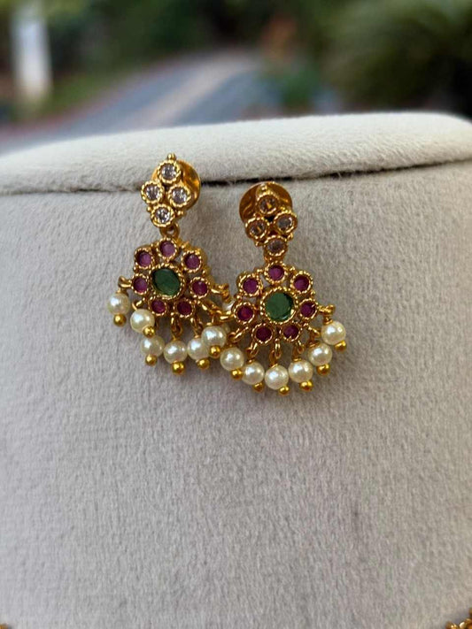 N0201 Nithya Menen inspired kemp Stone Attigai Necklace