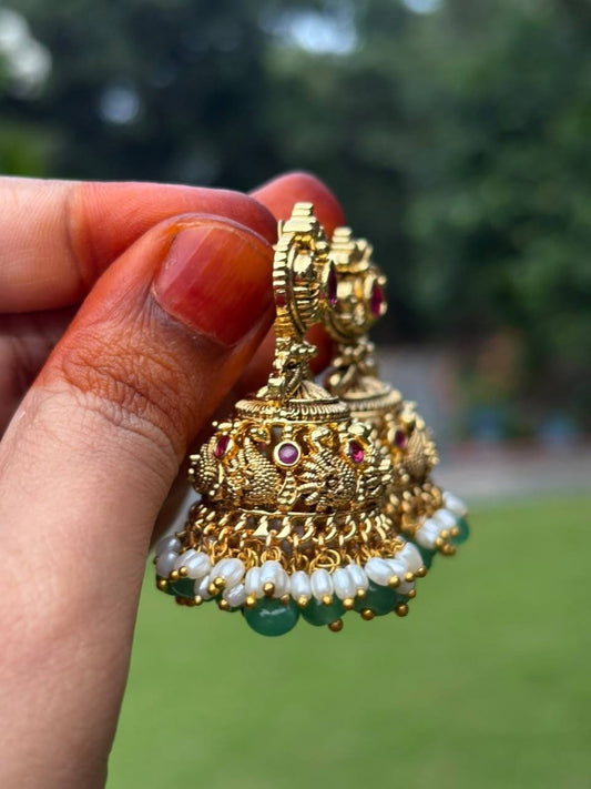 J0055 Bridal jhumka swan design