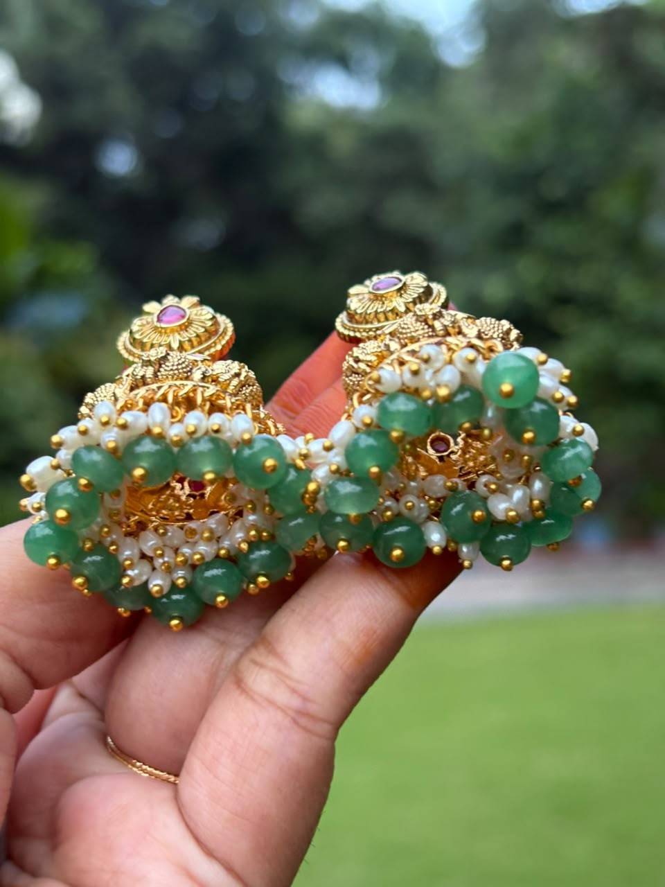 J0055 Bridal jhumka swan design