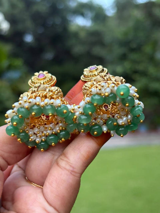 J0055 Bridal jhumka swan design