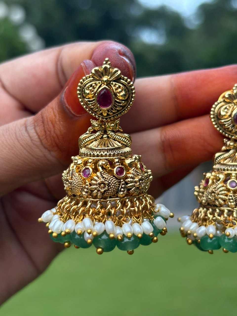 J0055 Bridal jhumka swan design