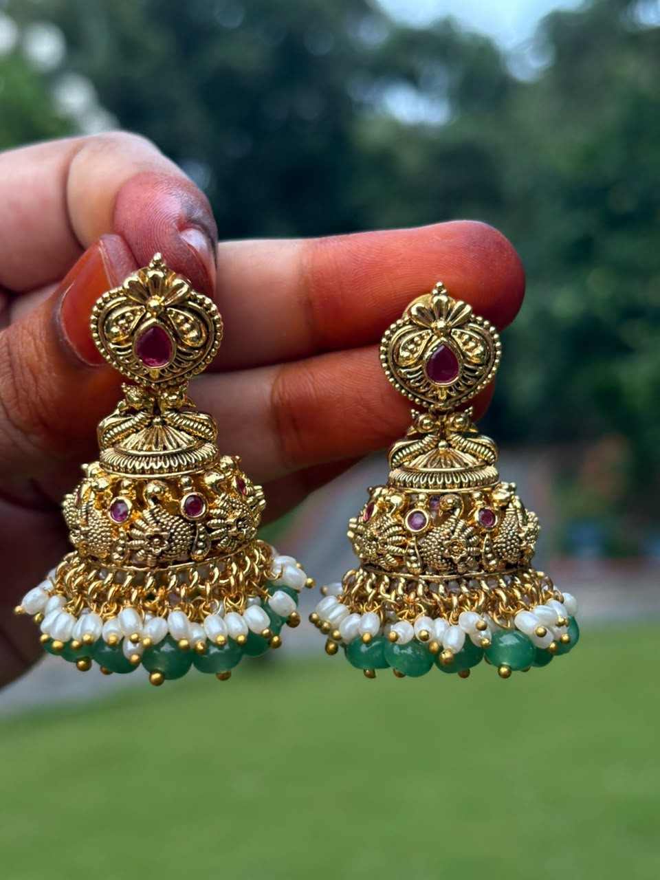 J0055 Bridal jhumka swan design