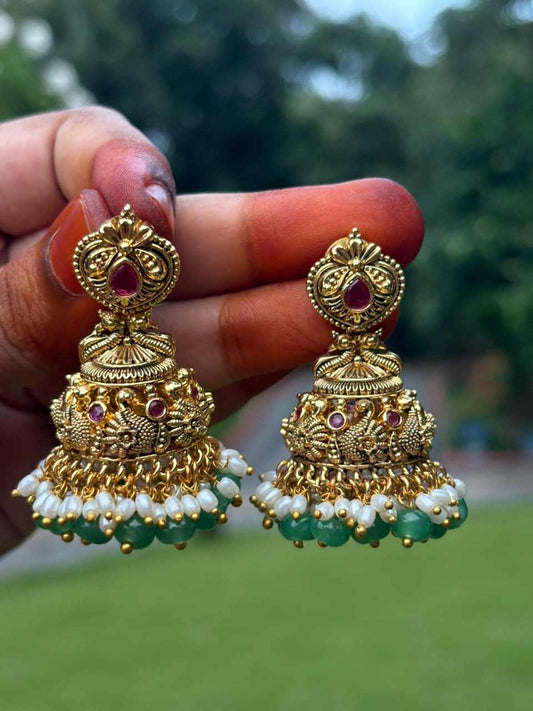 J0055 Bridal jhumka swan design