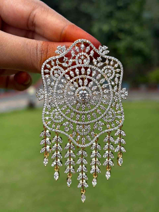 HA059 AD Stone Rhodium Finish Diamond Hair Jewel