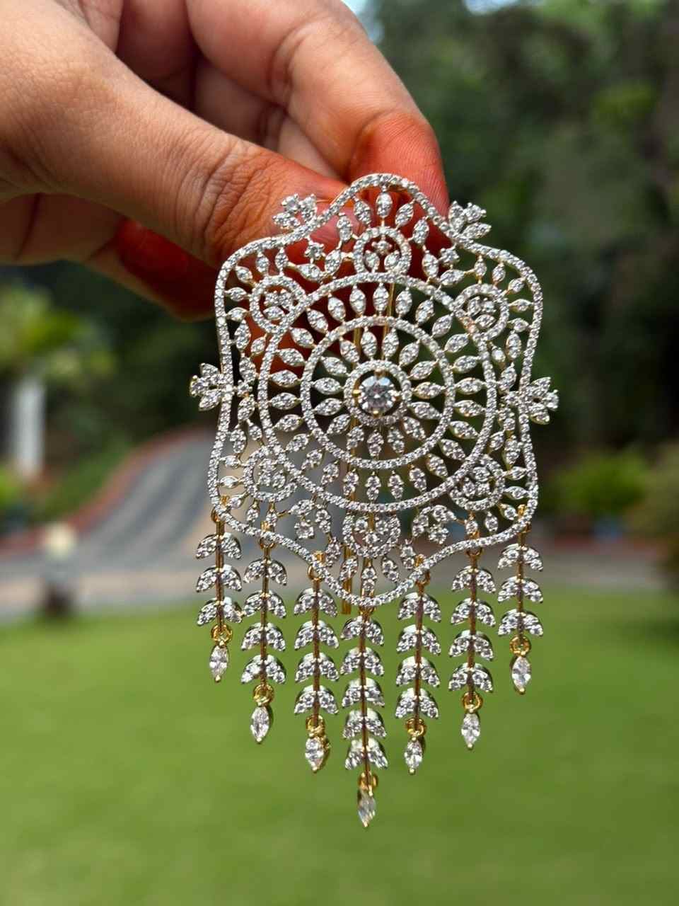 HA059 AD Stone Rhodium Finish Diamond Hair Jewel