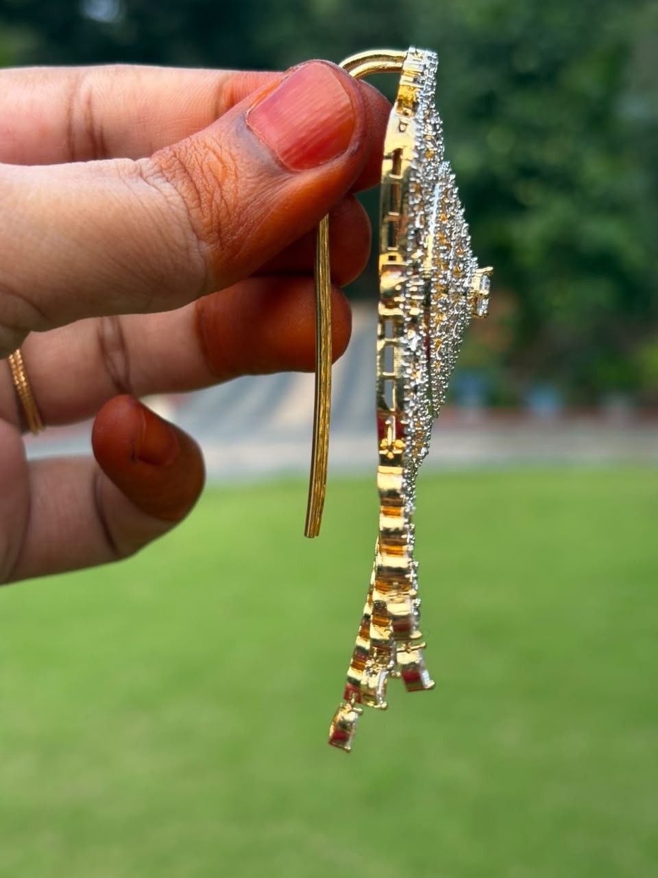 HA059 AD Stone Rhodium Finish Diamond Hair Jewel
