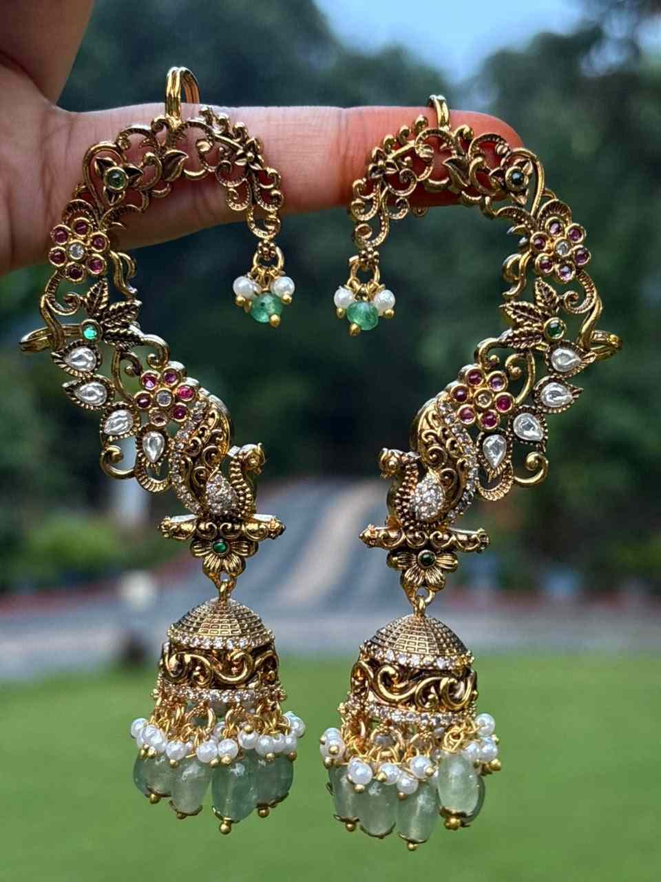 J0049 Earcuff jhumka Floral Pattern