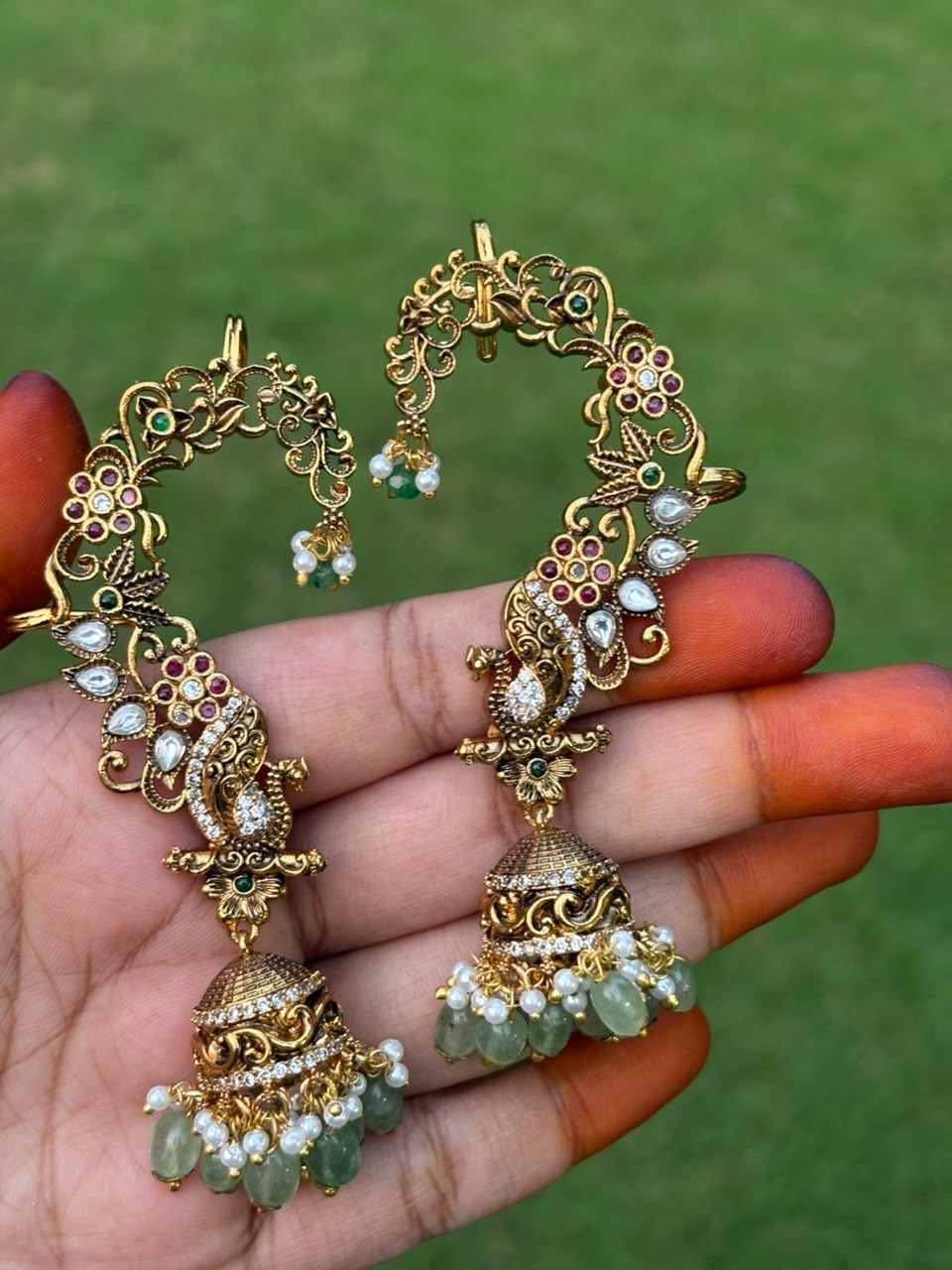 J0049 Earcuff jhumka Floral Pattern