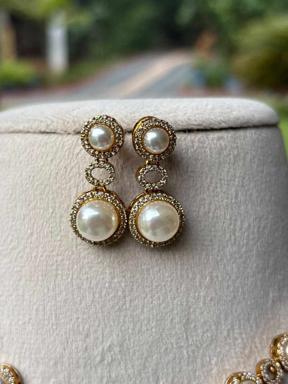N0198Pearl Ad Stone Necklace