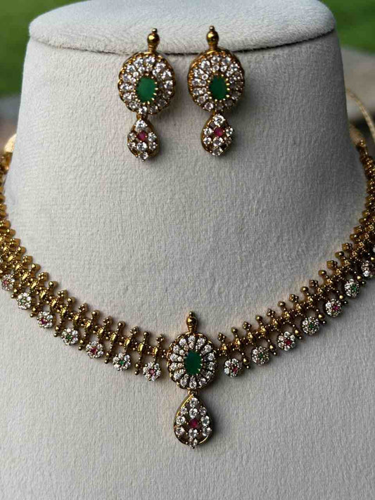 N0200 Floral Stone Necklace