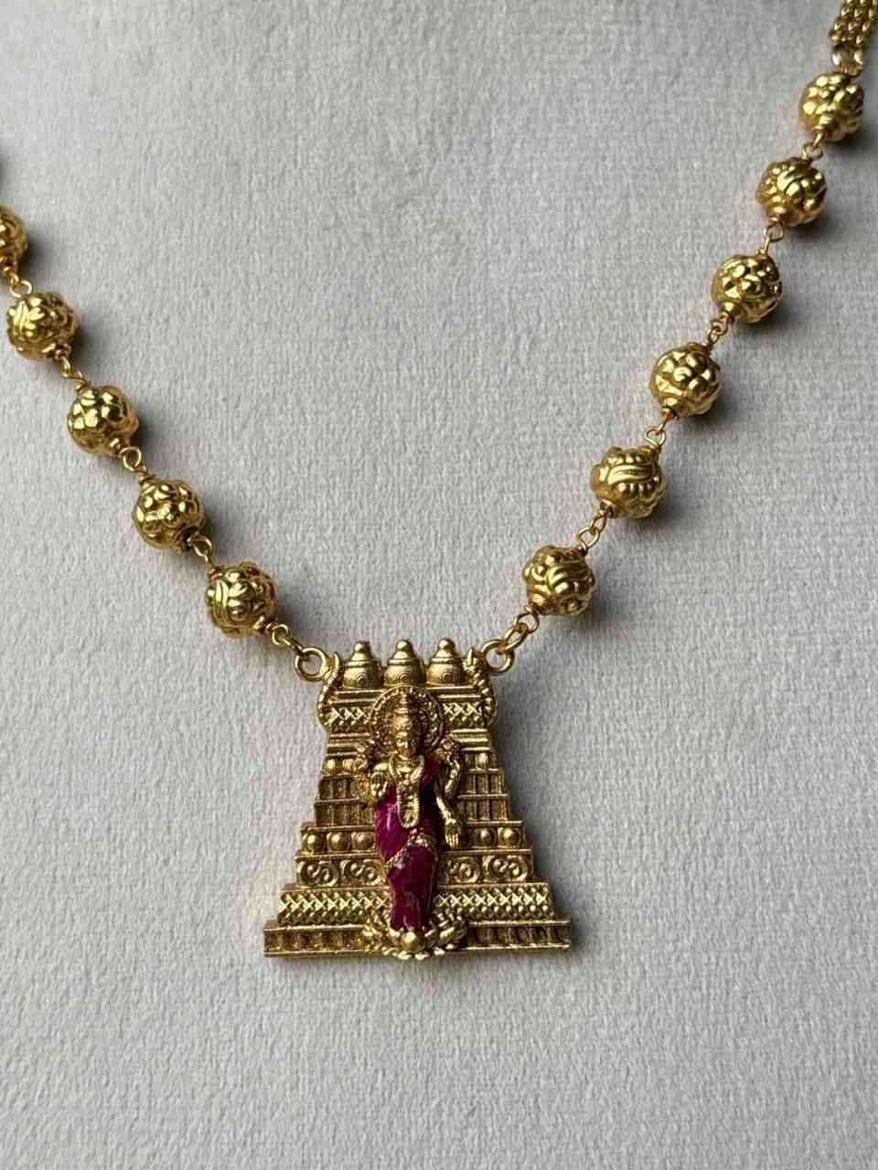 N0045 Gopuram Meenakshi Gold Beads Chain