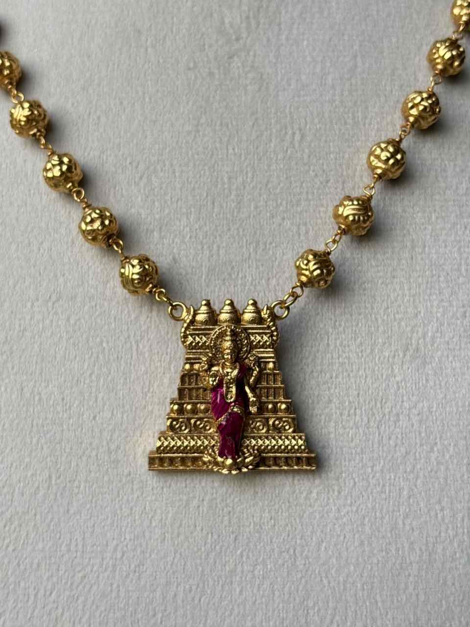 N0045 Gopuram Meenakshi Gold Beads Chain