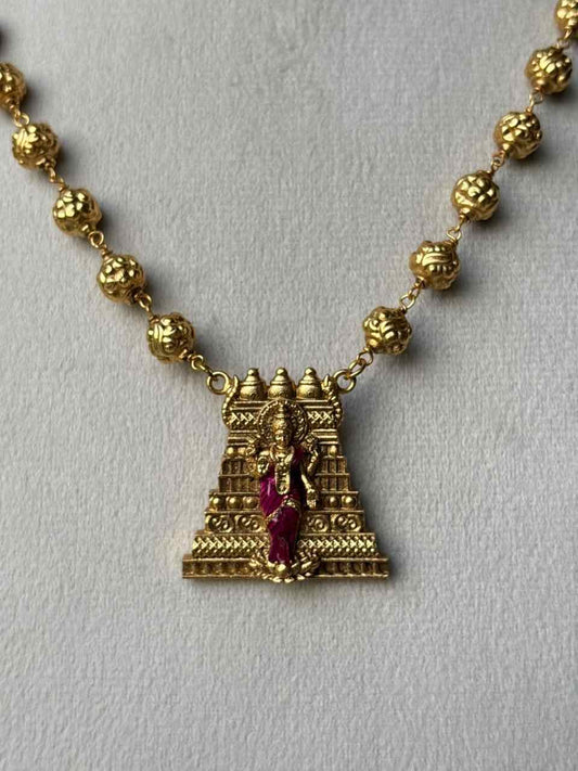 N0045 Gopuram Meenakshi Gold Beads Chain