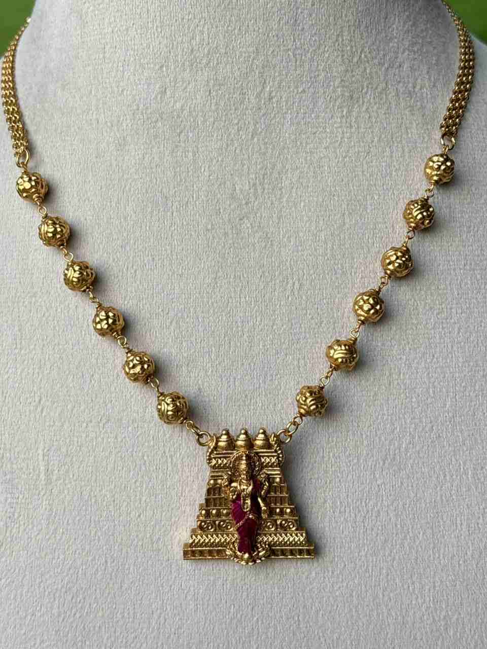 N0045 Gopuram Meenakshi Gold Beads Chain