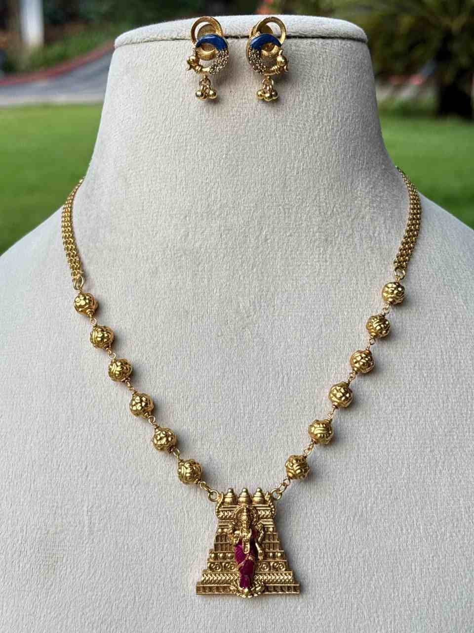 N0045 Gopuram Meenakshi Gold Beads Chain