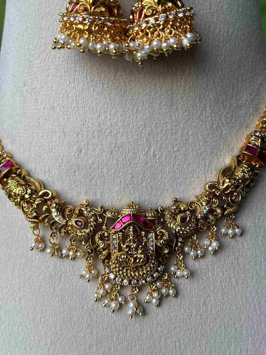 N0040 Jadau Kundan Lakshmi Necklace