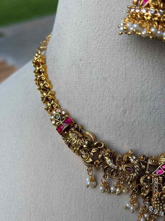 N0040 Jadau Kundan Lakshmi Necklace