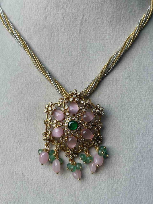 N0133  Pastel pink Sea blue Pendent