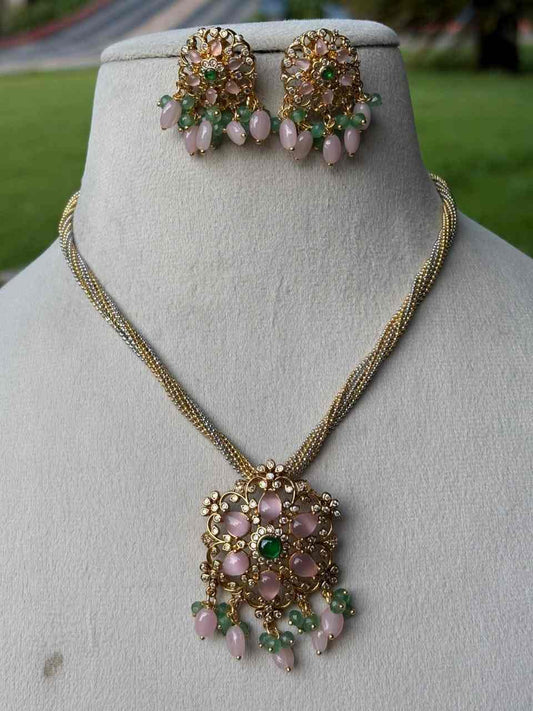 N0133  Pastel pink Sea blue Pendent