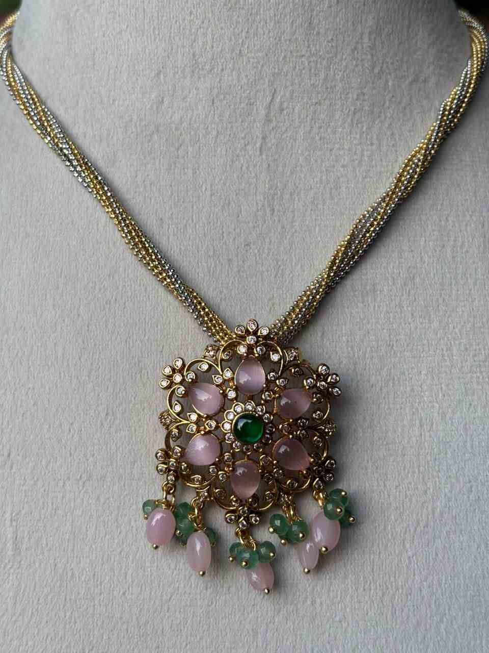 N0133  Pastel pink Sea blue Pendent