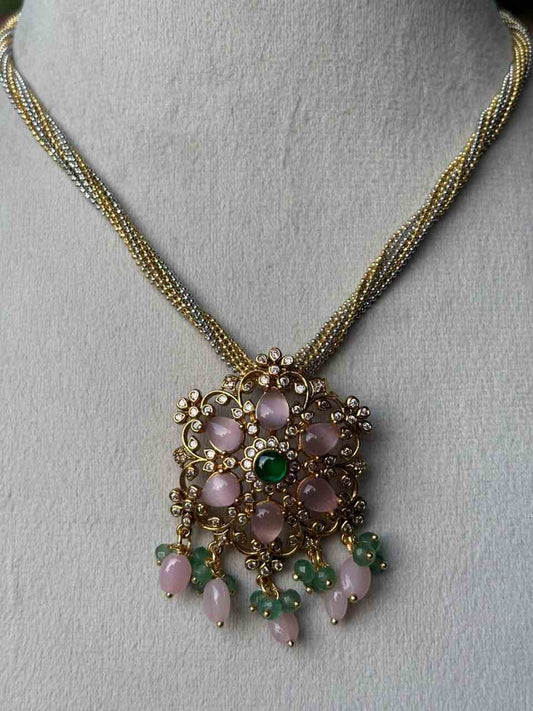 N0133  Pastel pink Sea blue Pendent