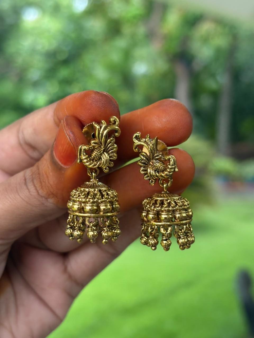 J0023 Small Size Antique Peacock Jhumka