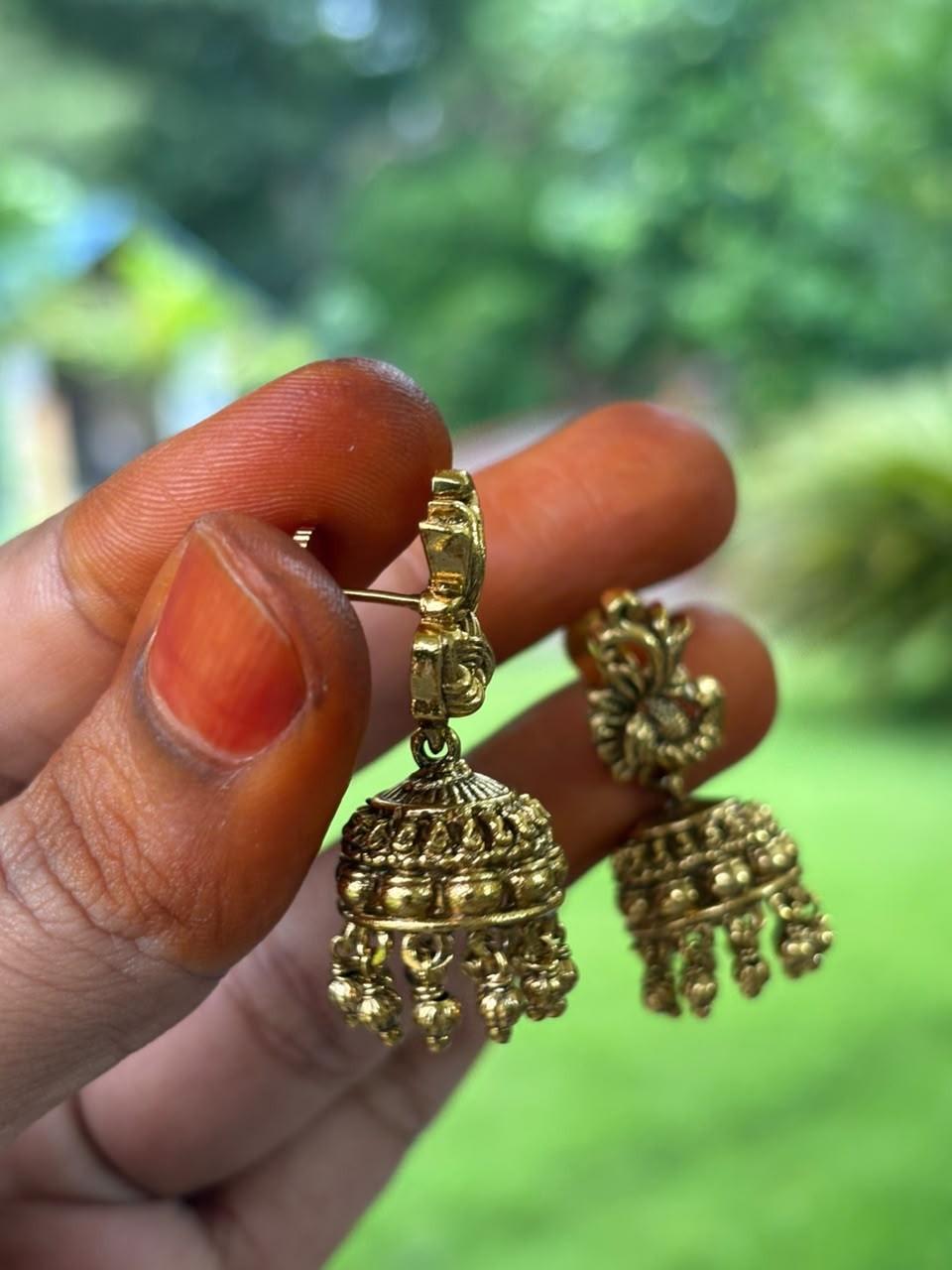 J0023 Small Size Antique Peacock Jhumka