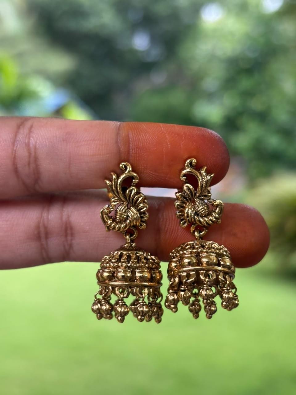 J0023 Small Size Antique Peacock Jhumka