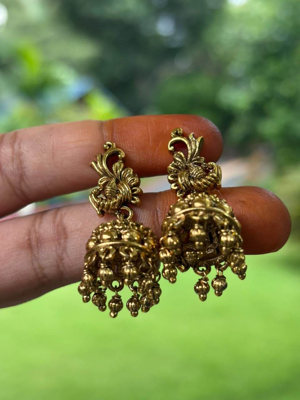 J0023 Small Size Antique Peacock Jhumka