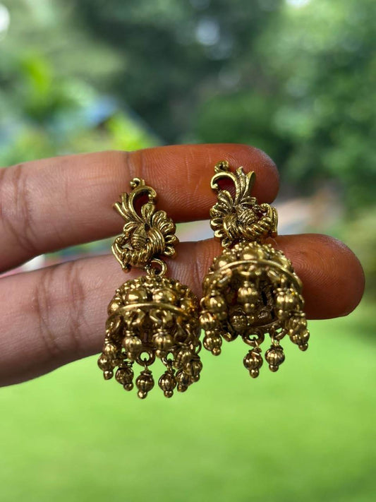 J0023 Small Size Antique Peacock Jhumka