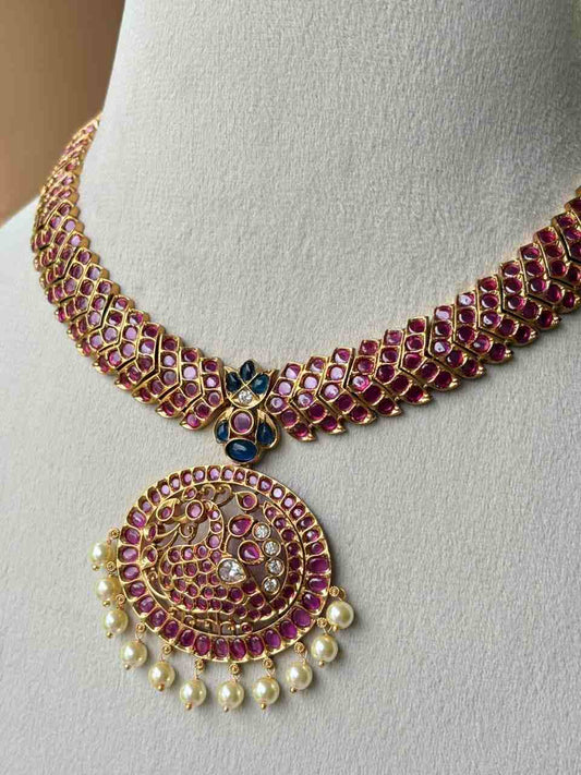 N0120 Annaparavai Pure Kemp stone Necklace