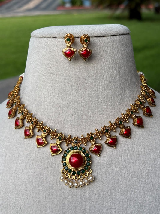 N0245 Red Palaka Necklace
