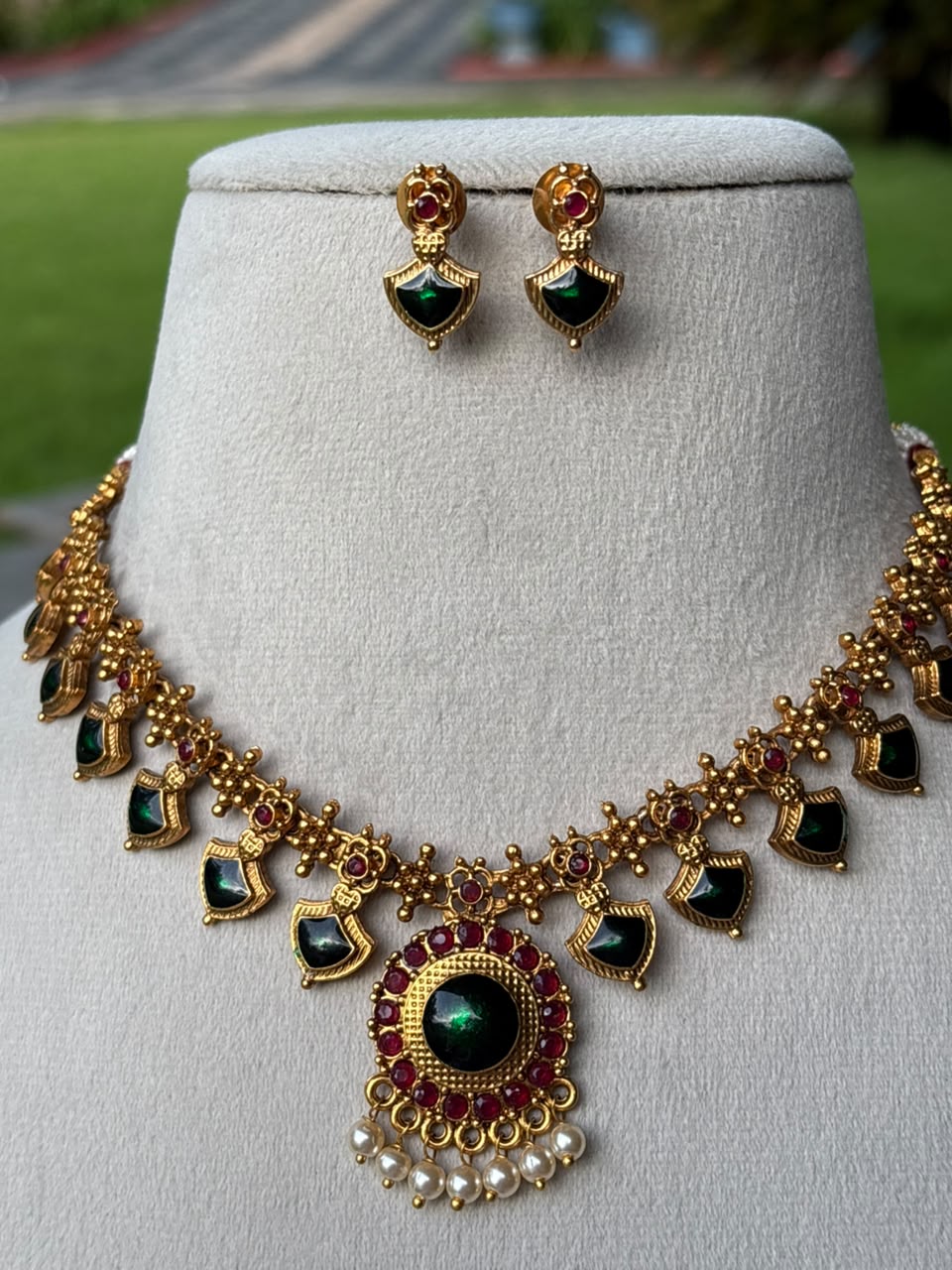 N0246 Premium Quality Traditional Palaka Necklace with Earring