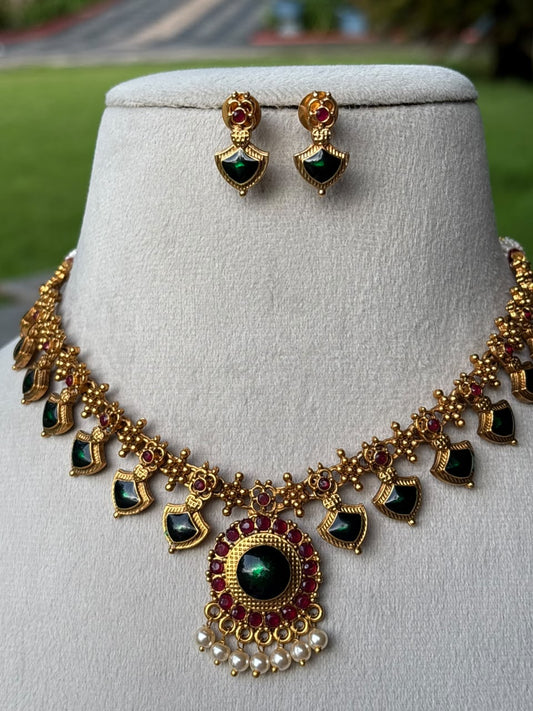 N0246 Premium Quality Traditional Palaka Necklace with Earring