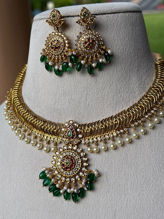N0242 Premium Quality Floral Pattern Jelabi Necklace with Earring