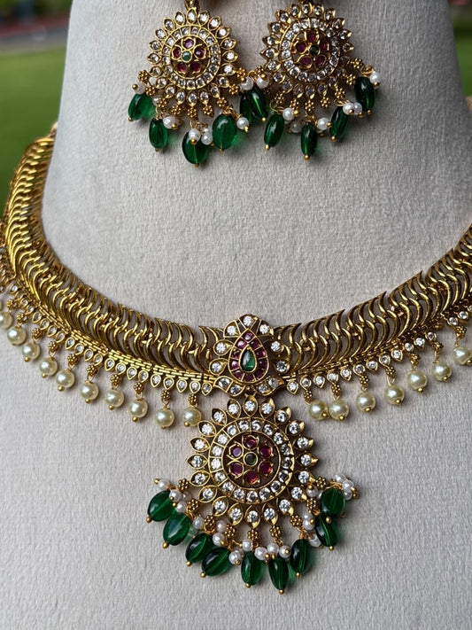 N0242 Premium Quality Floral Pattern Jelabi Necklace with Earring