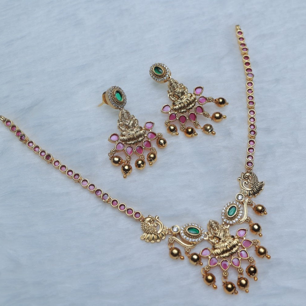 Premium Quality Traditional Lakshmi Necklace wih Ruby Stone N0110-CI45