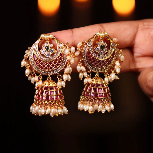 Real Kemp Stone Rich Jhumka J004-CR74